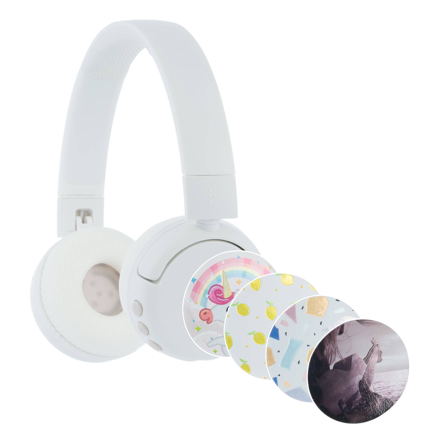 ONANOFF - Bt-bp-pop-fun-wh Pop Fun Foldable Bluetooth Kids Headphone With Microphone, Safeaudio Volume Limiting - White