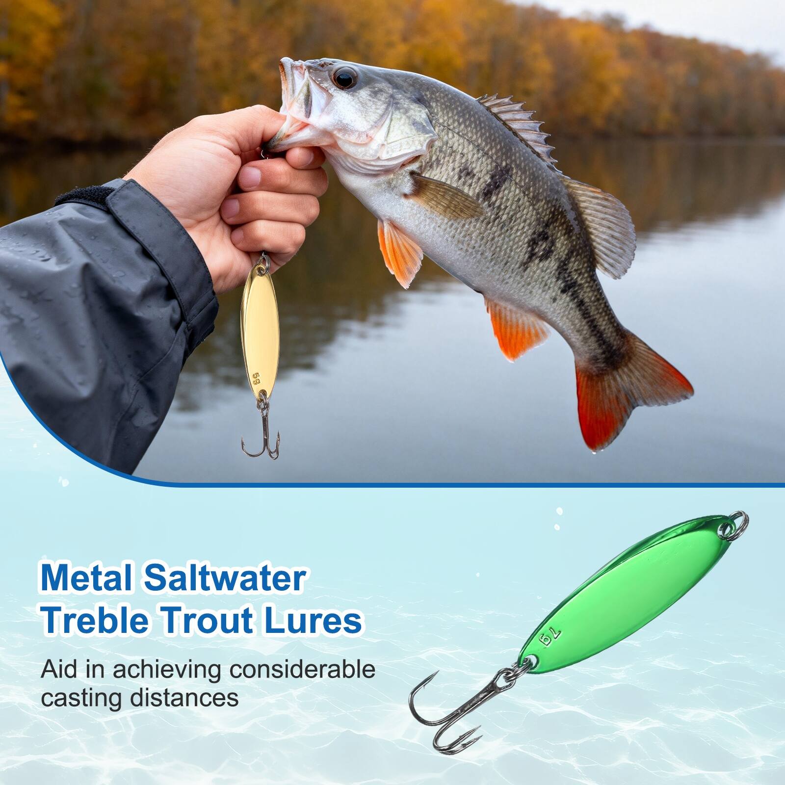 Metal Saltwater Treble Trout Lures  
Aid in achieving considerable casting distances