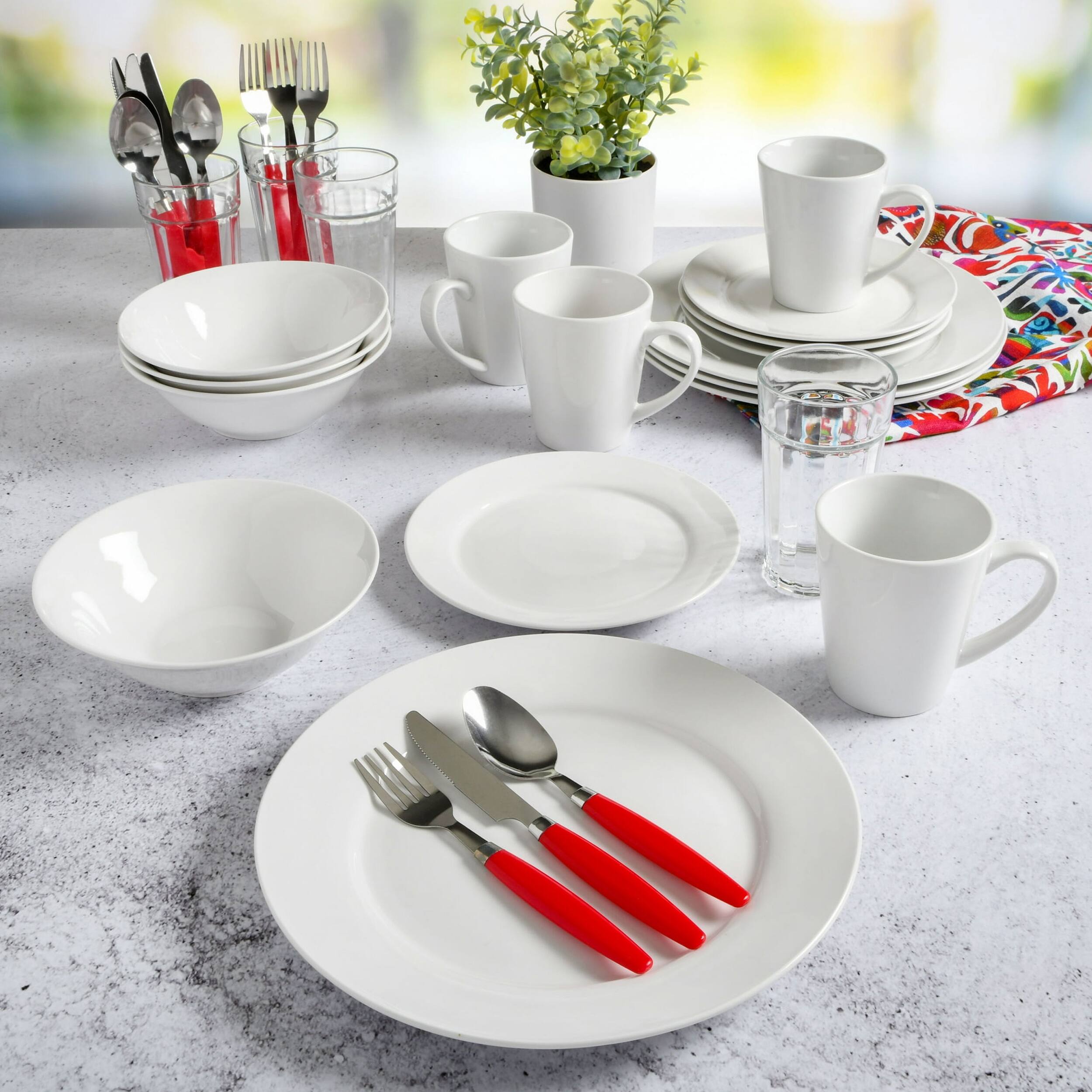 Alt View 2. Gibson - Gibson Home Regal White II 32 Piece Fine Ceramic Dinnerware Combo Set in White - White.