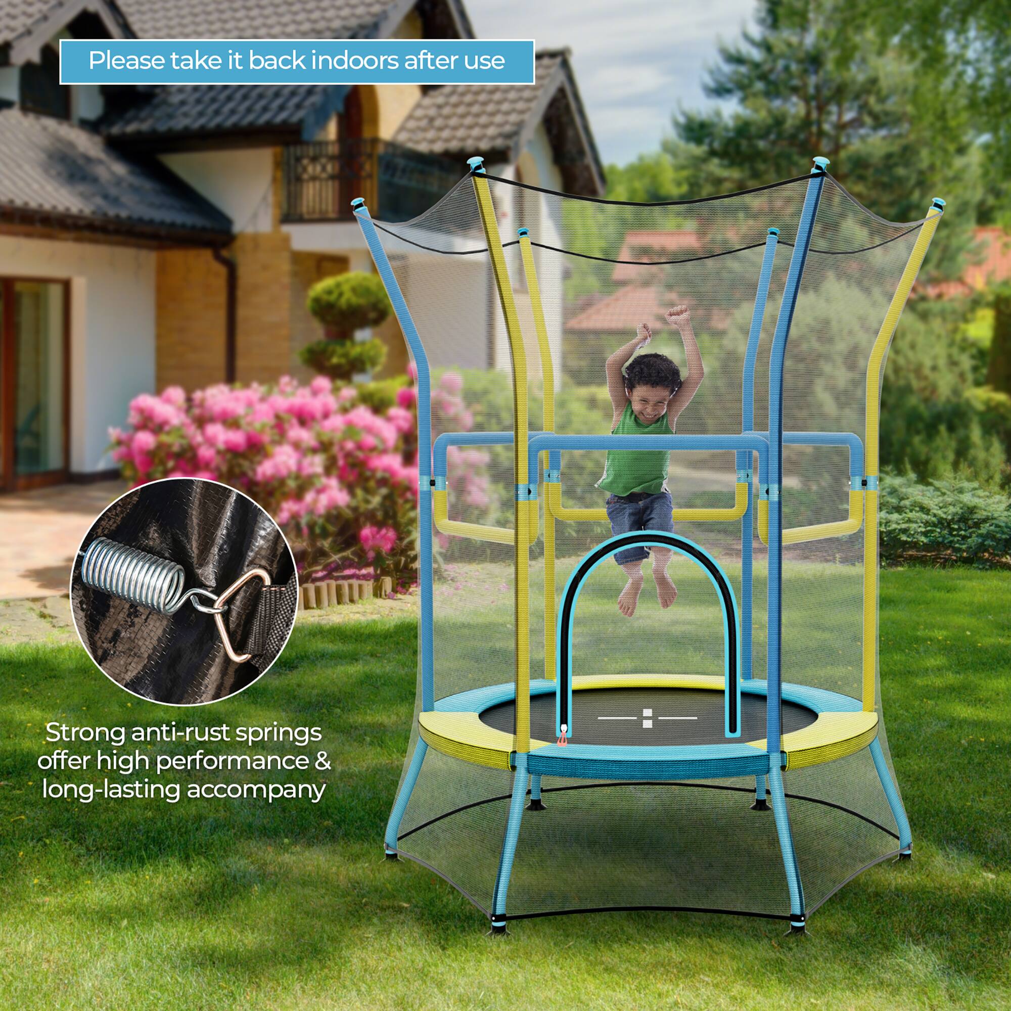 Please take it back indoors after use

Strong anti-rust springs offer high performance & long-lasting accompany