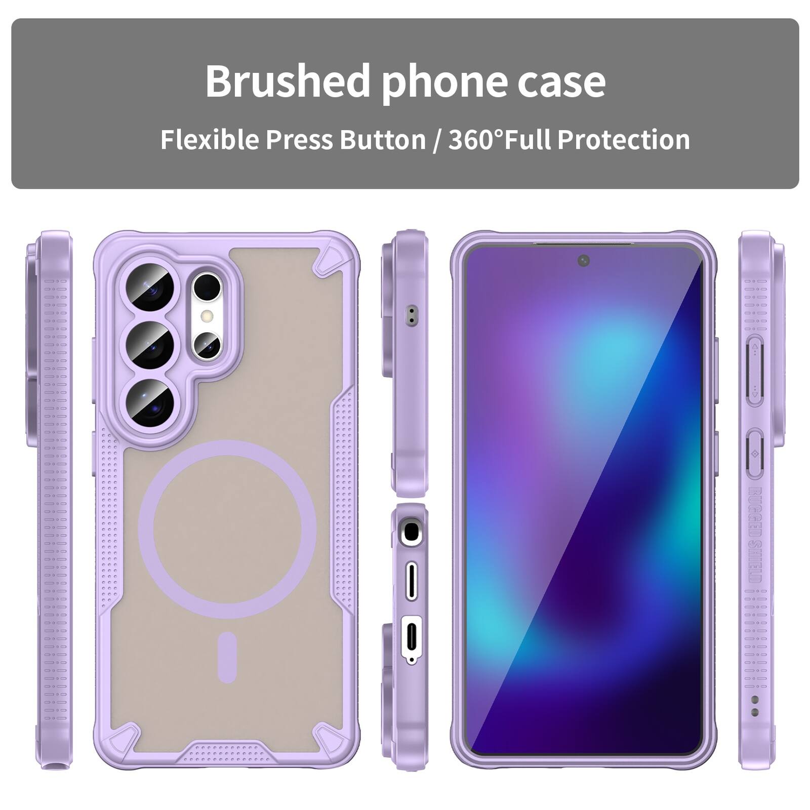 Brushed phone case  
Flexible Press Button / 360° Full Protection