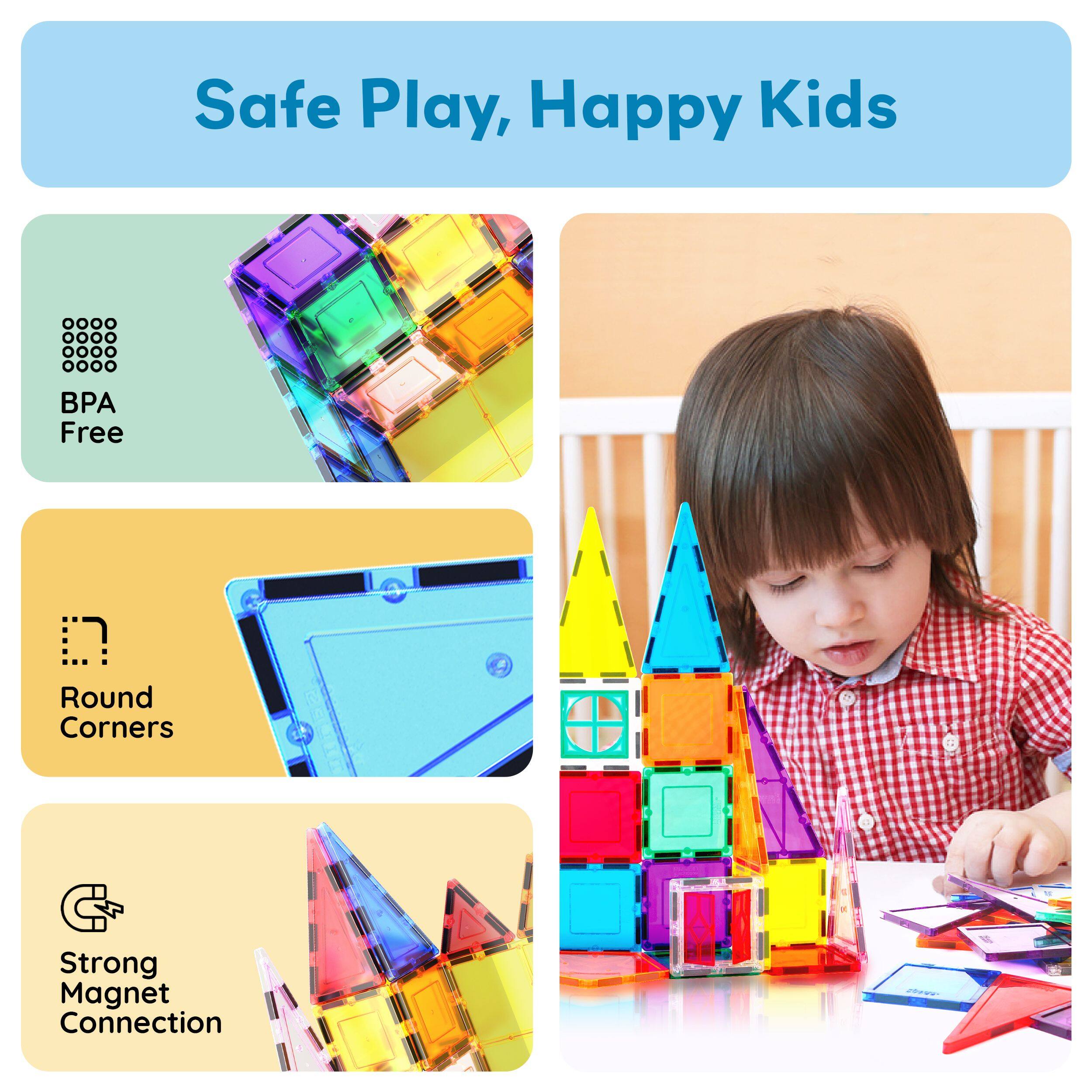 Safe Play, Happy Kids
BPA Free
Round Corners
Strong Magnet Connection