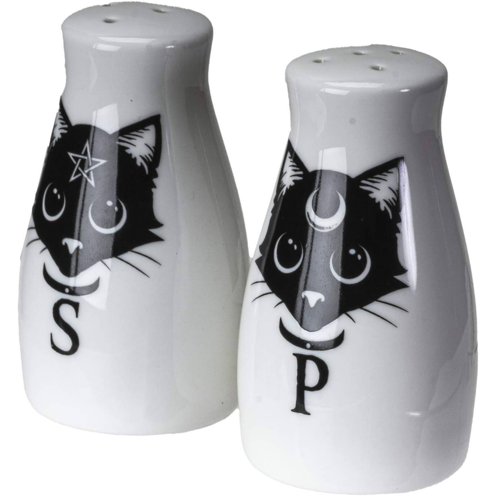 Alt View 1. Pacific Trading - Sacred Geometry Black Cats Salt and Pepper Shakers Set - White.