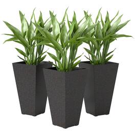 Outsunny - 28 Inch Tall Planters for Outdoor Plants, Set of 3 Plastic Flower Pots with Marble Finish and Drainage Holes