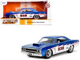 1970 Plymouth Road Runner #938 Candy Blue and White "Bigtime Muscle" Series 1/24 Diecast Model Car by Jada - Candy Blue And White