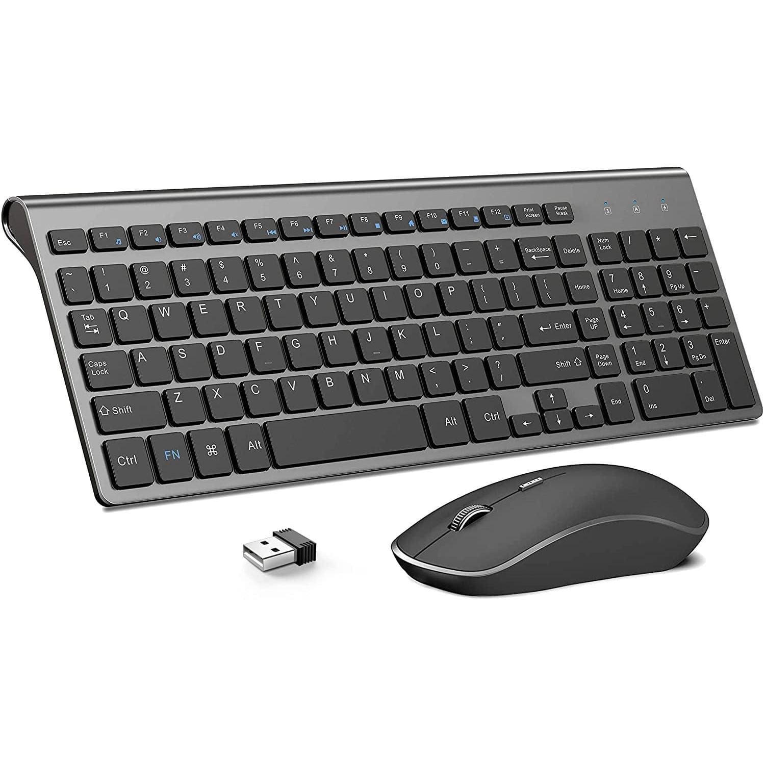 Live At Space - Wireless And Mouse Slim Computer Designed For Windows Pc Laptop Tablet - Wirelessand Mouse Combot:Experience - black grey