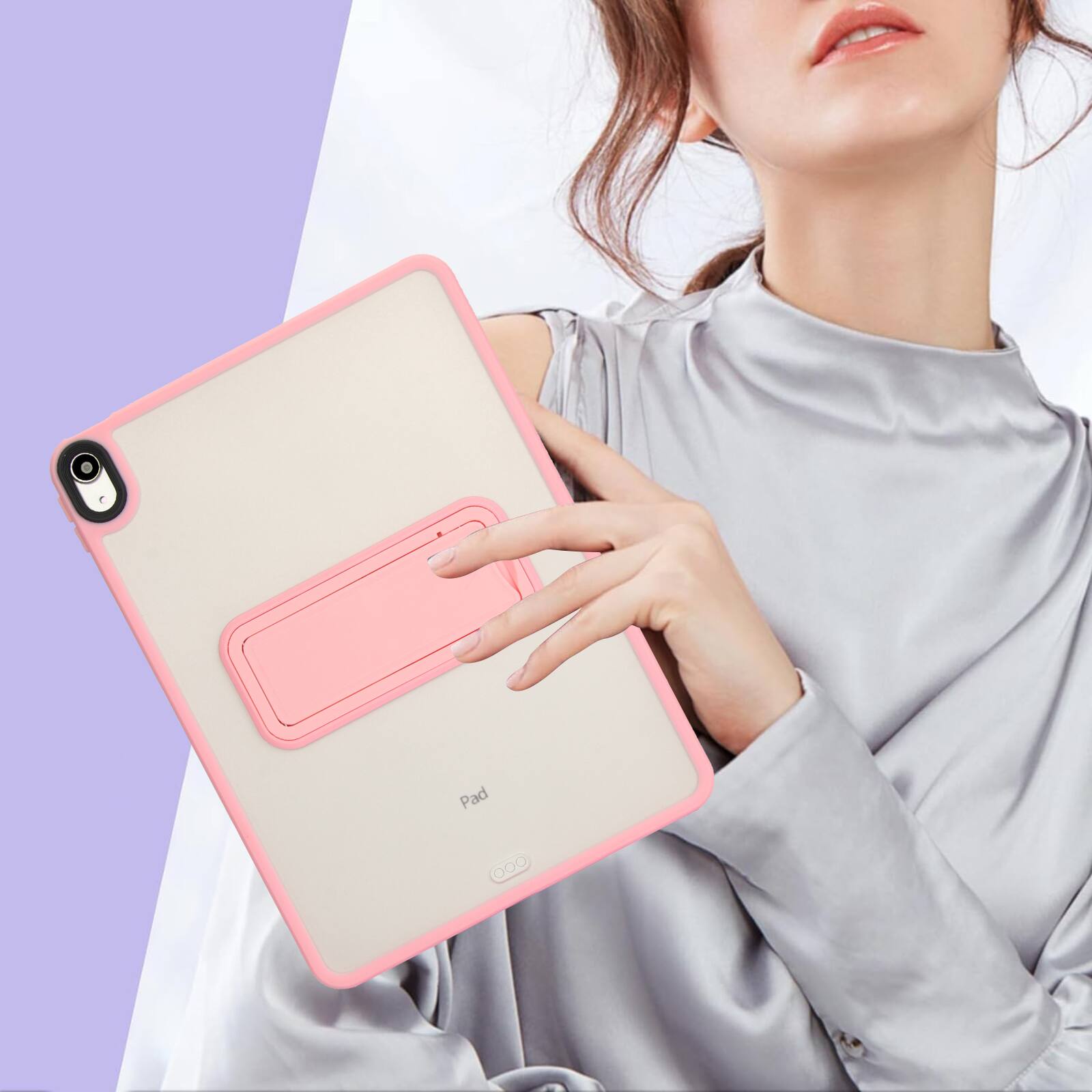 Alt View 3. UUCOVER - Case for iPad Air 11-inch M4 M3 M2 (2026/2025/2024), Shockproof TPU+PC Matte Case Kickstand Slim Protective Back Cover - Pink.