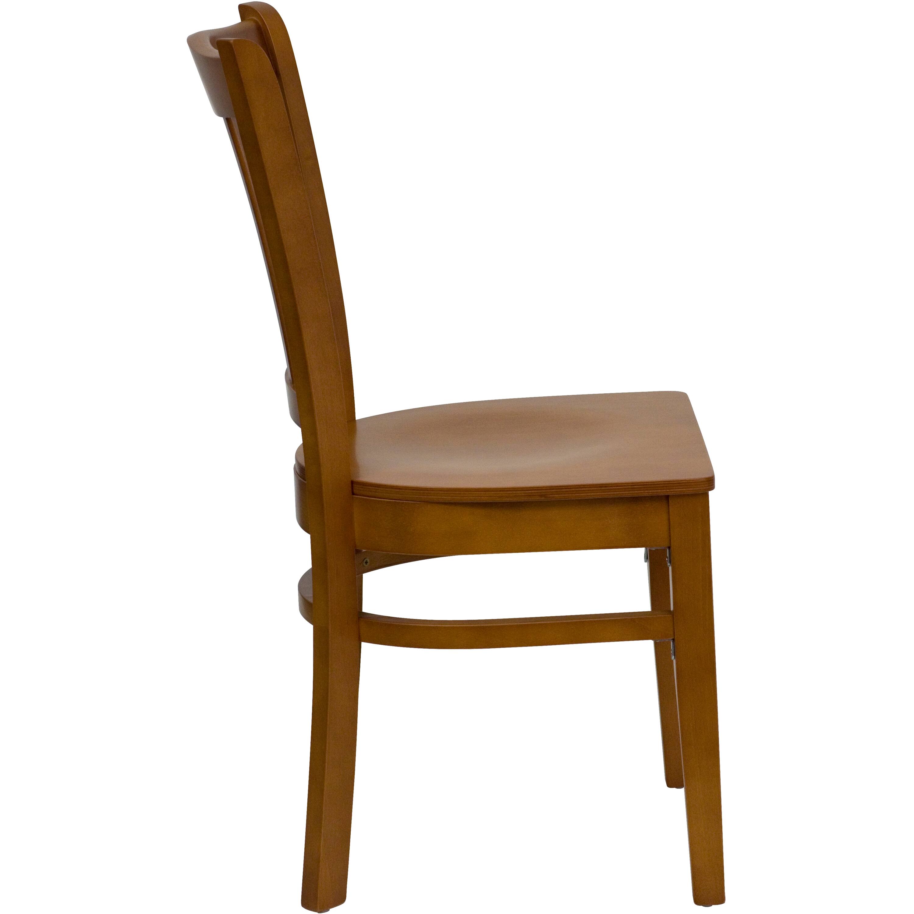 Alt View 4. Emma + Oliver - Vertical Slat Back Wooden Restaurant Dining Chair - Cherry Wood Seat/Cherry Wood Frame.