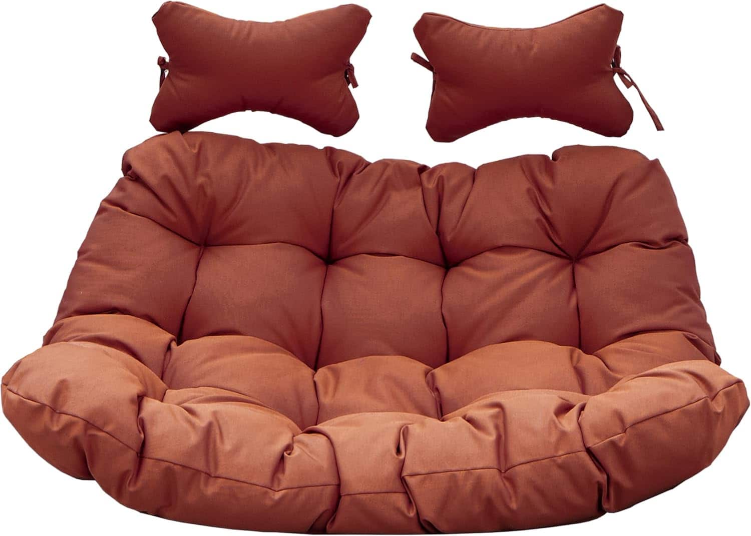 LeisureMod - 2-Person Egg Chair Cushion with Headrest - Folding Double Swing Chair Replacement Pad, Weather-Resistant - Cherry