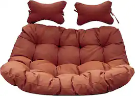 LeisureMod - 2-Person Egg Chair Cushion with Headrest - Folding Double Swing Chair Replacement Pad, Weather-Resistant - Cherry