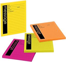 Post-it - Super Sticky Telephone Message Pad, 4" x 5", 50 Sheets/Pad, 4 Pads/Pack - Multicolor