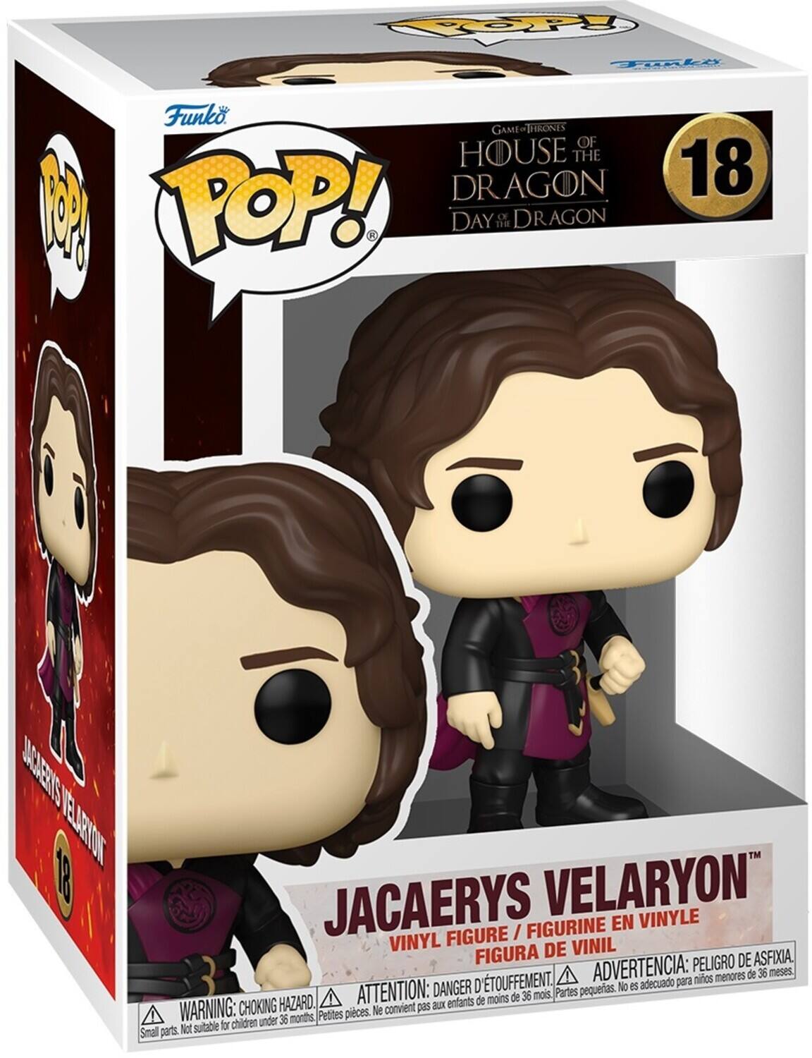 Funko POP! GAME OF THRONES HOUSE OF THE DRAGON DAY OF DRAGON 18 JACAERYS VELARYON FIGURINE EN VINYLE FIGURE / FIGURINE EN VINYLE FIGURA DE VINIL PELIGRO DE ASFIXIA. D'TOUFFEMENT. ADVERTENCIA: para niños menores de 36 meses. DANGER D'ÉTOUFFEMENT. ATTENTION: choking hazard. Parties peqites. No es adecuado para menores de 36 meses. Petites pieces. Ne convient pas aux enfants de moins de 36 mois. Small parts. Not suitable for children under 36 months.
