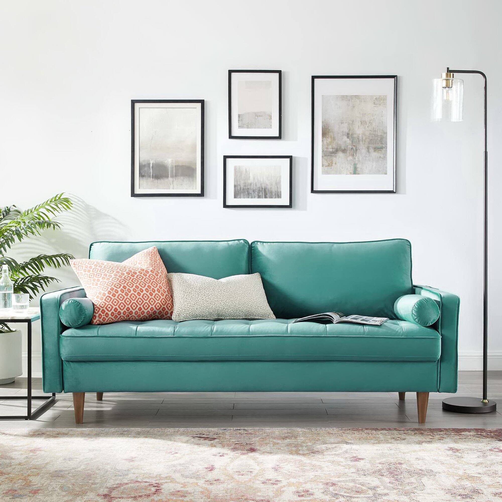 Alt View 4. Modway - Valour Performance Velvet Sofa by Modway - Blue.
