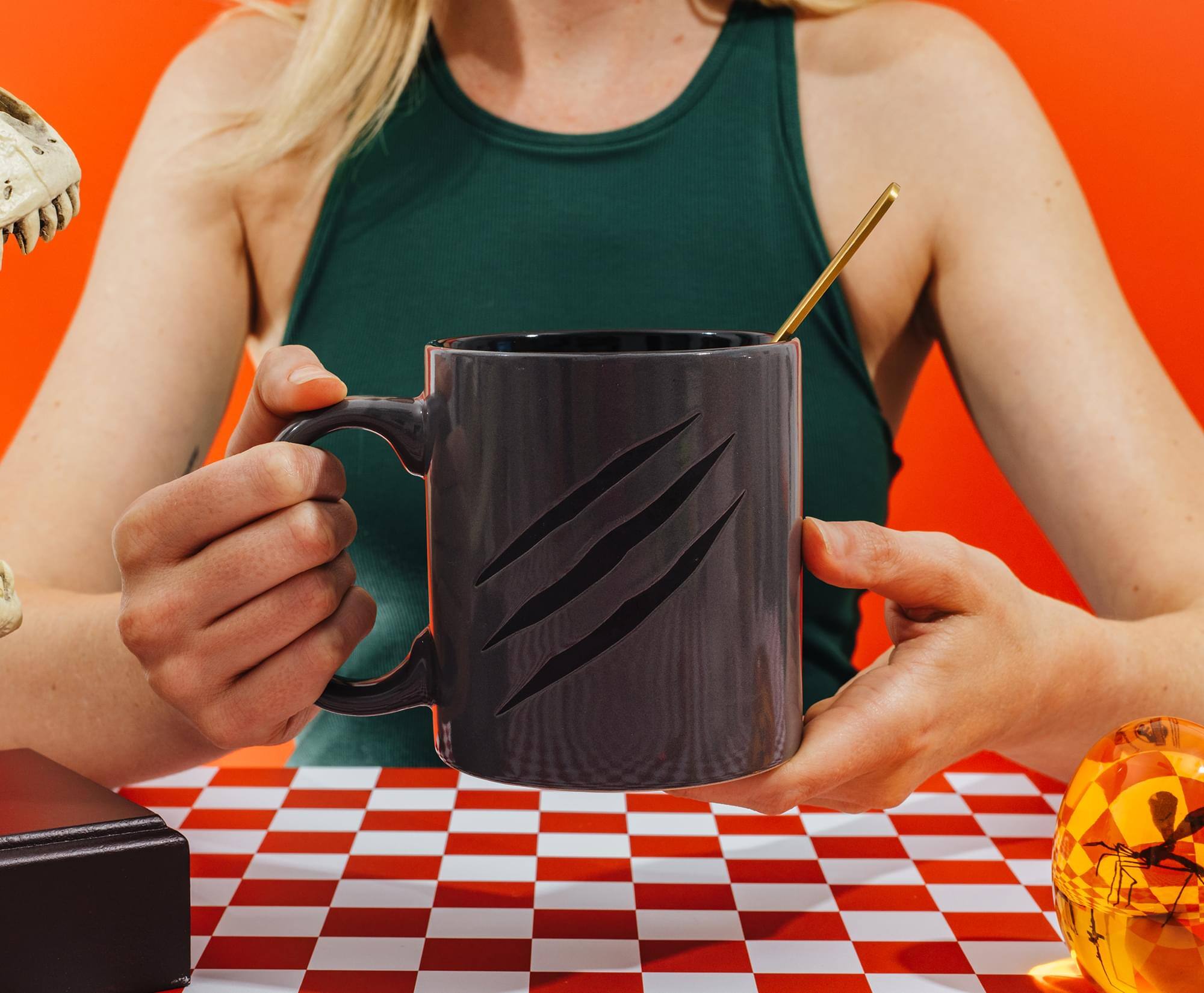 Alt View 4. Silver Buffalo - Jurassic World Dominion T-Rex Textured Logo Wax-Resist Ceramic Mug | 20 Ounces - Multi-Colored.