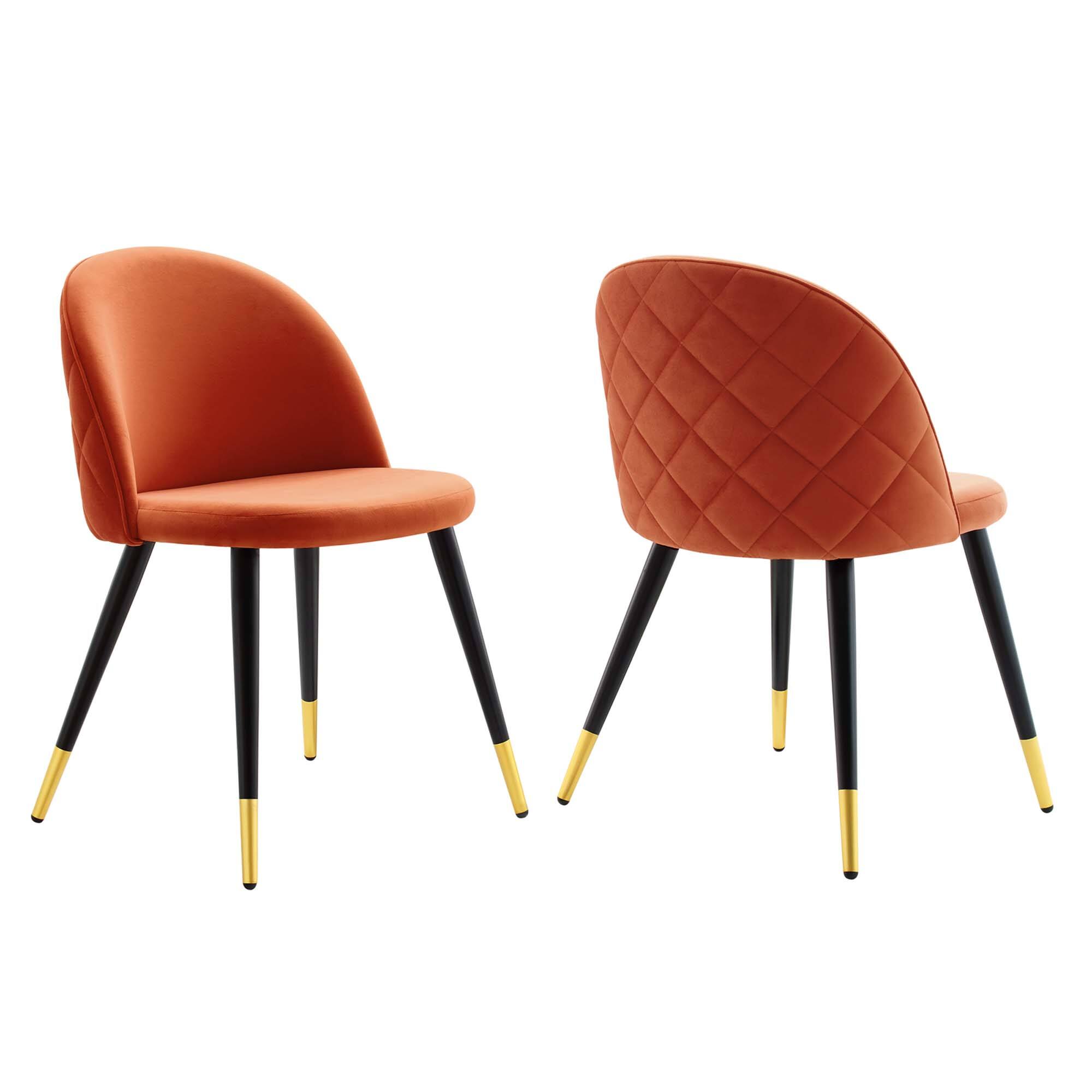 Angle. Modway - Cordial Performance Velvet Dining Chairs Set of 2 by Modway - Orange.