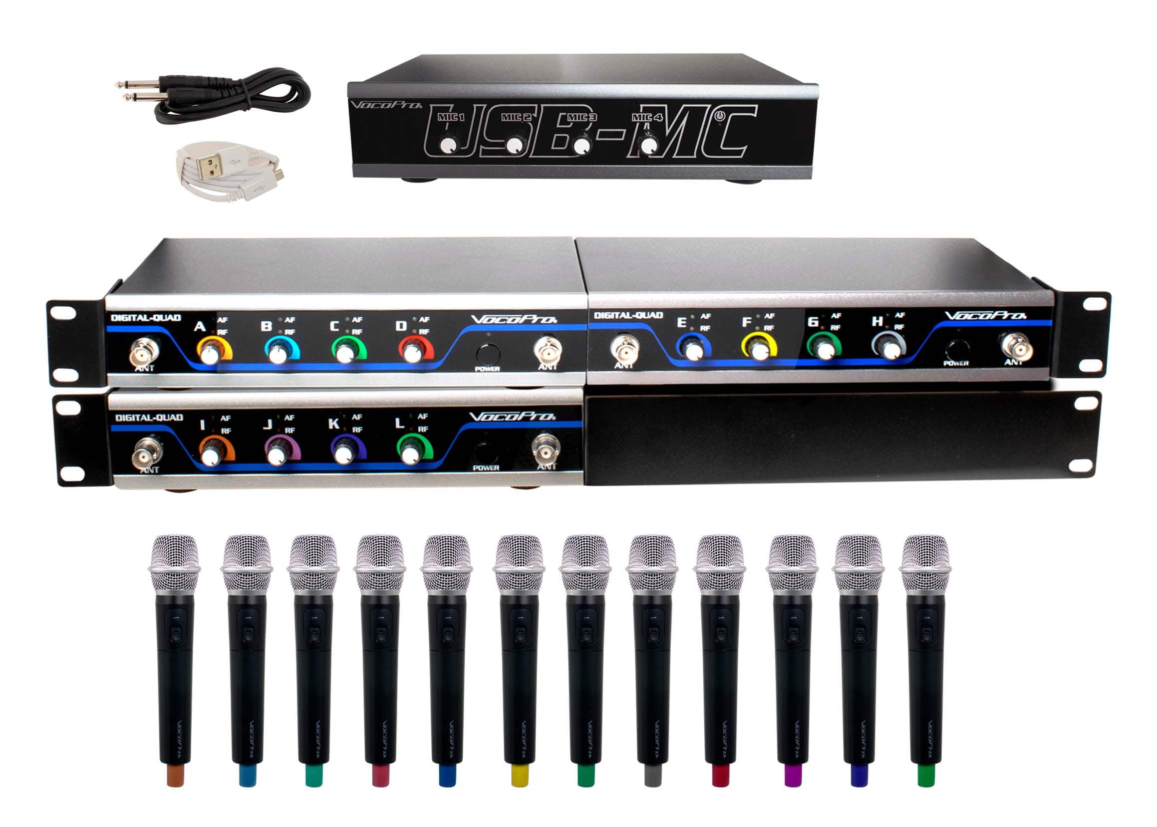 Front. VocoPro - USB-ACAPELLA-12 Wireless Handheld Microphone System with Audio Interface.