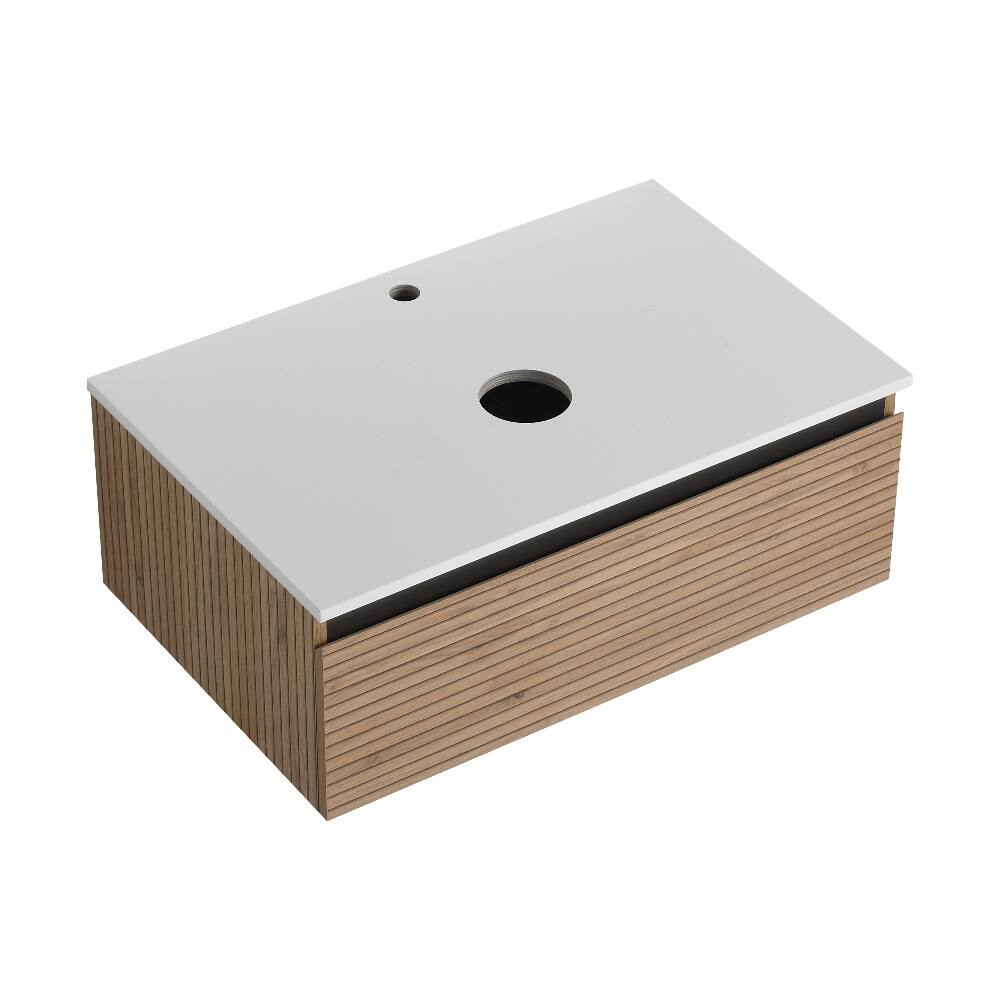 Front. Loheer - Loheer 30 inch wall mounted bathroom vanity Base Without Sink Light Coffee - Light Coffee.
