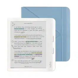 Kobo - Libra Colour eReader (White) with Bundle - 2024 - Dusk Blue SleepCover