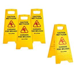 Alpine Industries - 24" Caution Wet Floor Sign (4 pack) - Yellow