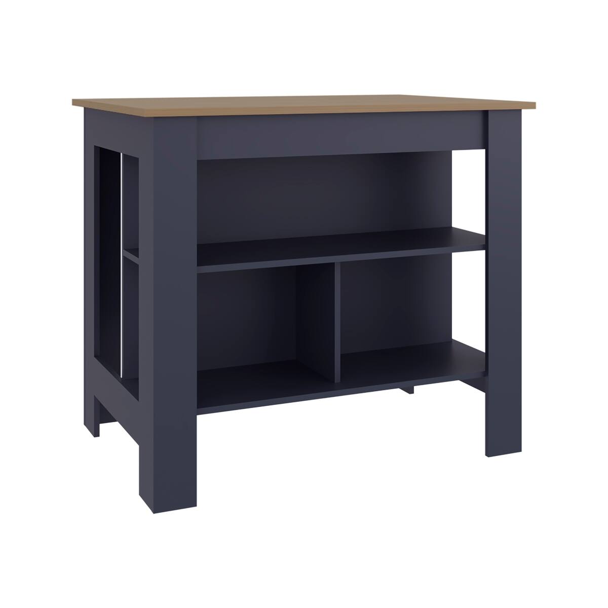 Alt View 1. Loheer - Loheer Modern Kitchen Island with Three Open Shelves Wide Prep Surface Multi Color - Multi.