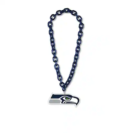 Front. WinCraft - Seattle Seahawks Big Chain Logo Plastic Necklace - Multicolor.