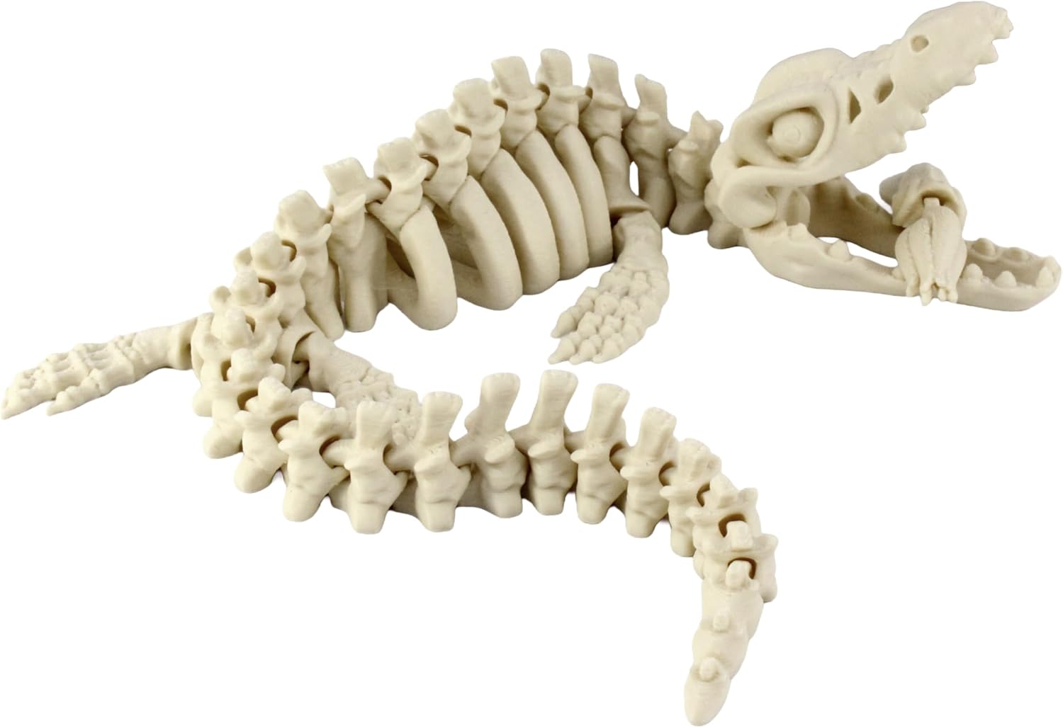 Alt View 2. JuzToys - 3D Printed Skeleton Mosasaurus, Prehistoric Collectible Articulating Dinosaur Figurine Desk Decoration White by PowerTRC - White.