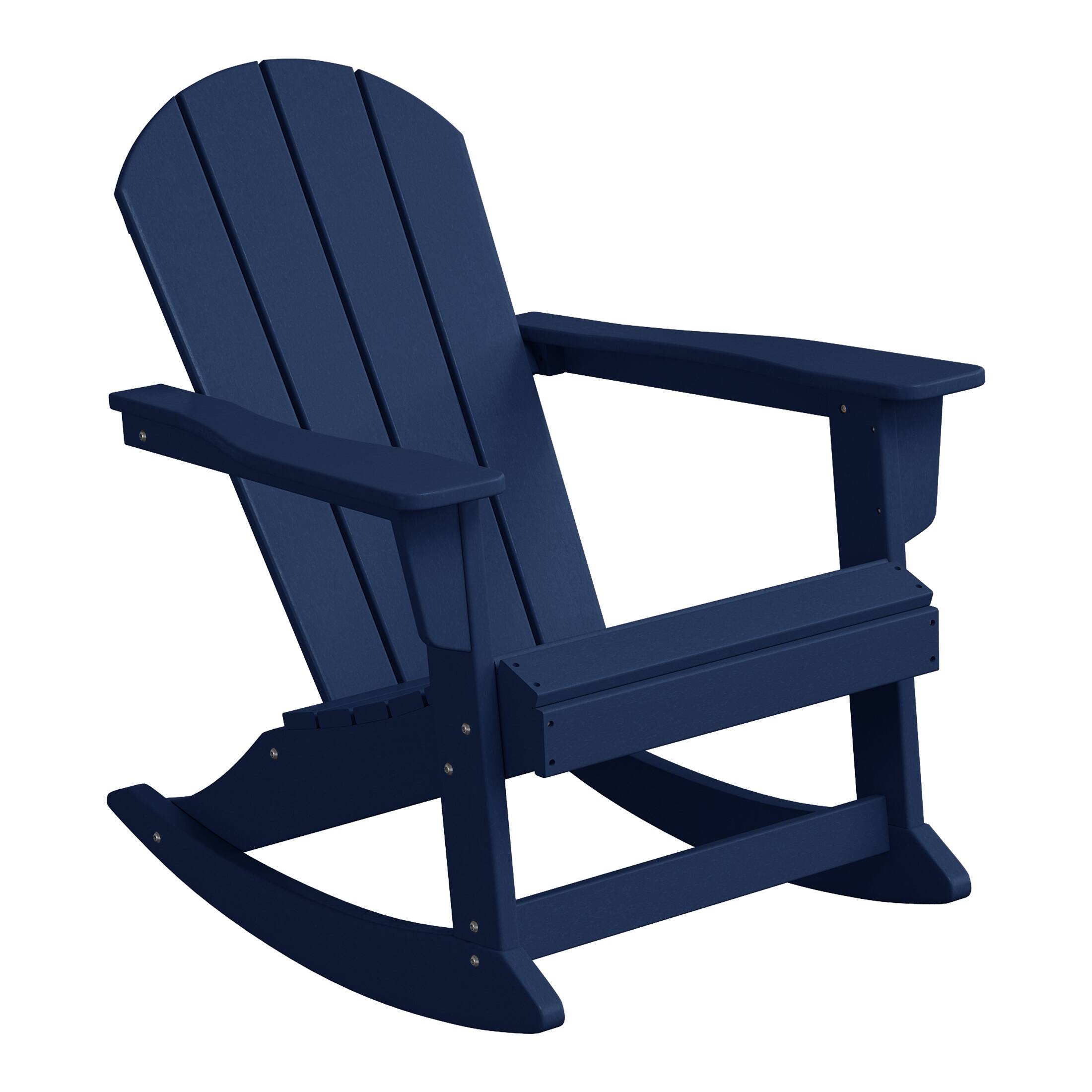 Left. WestinTrends - WestinTrends Malibu Outdoor / Patio Poly Adirondack rocking chair - Navy Blue.