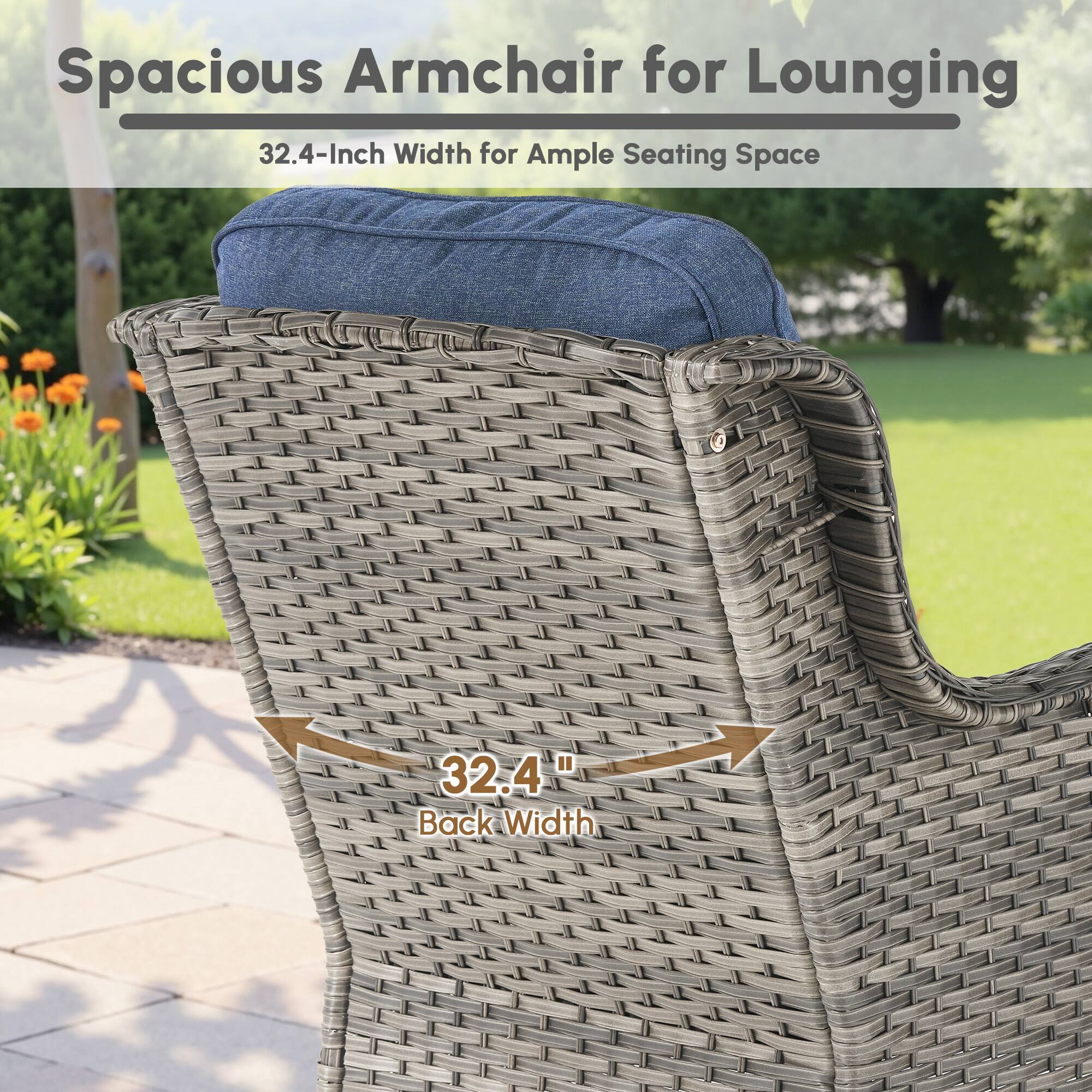 Spacious Armchair for Lounging  
32.4-Inch Width for Ample Seating Space  
32.4" Back Width