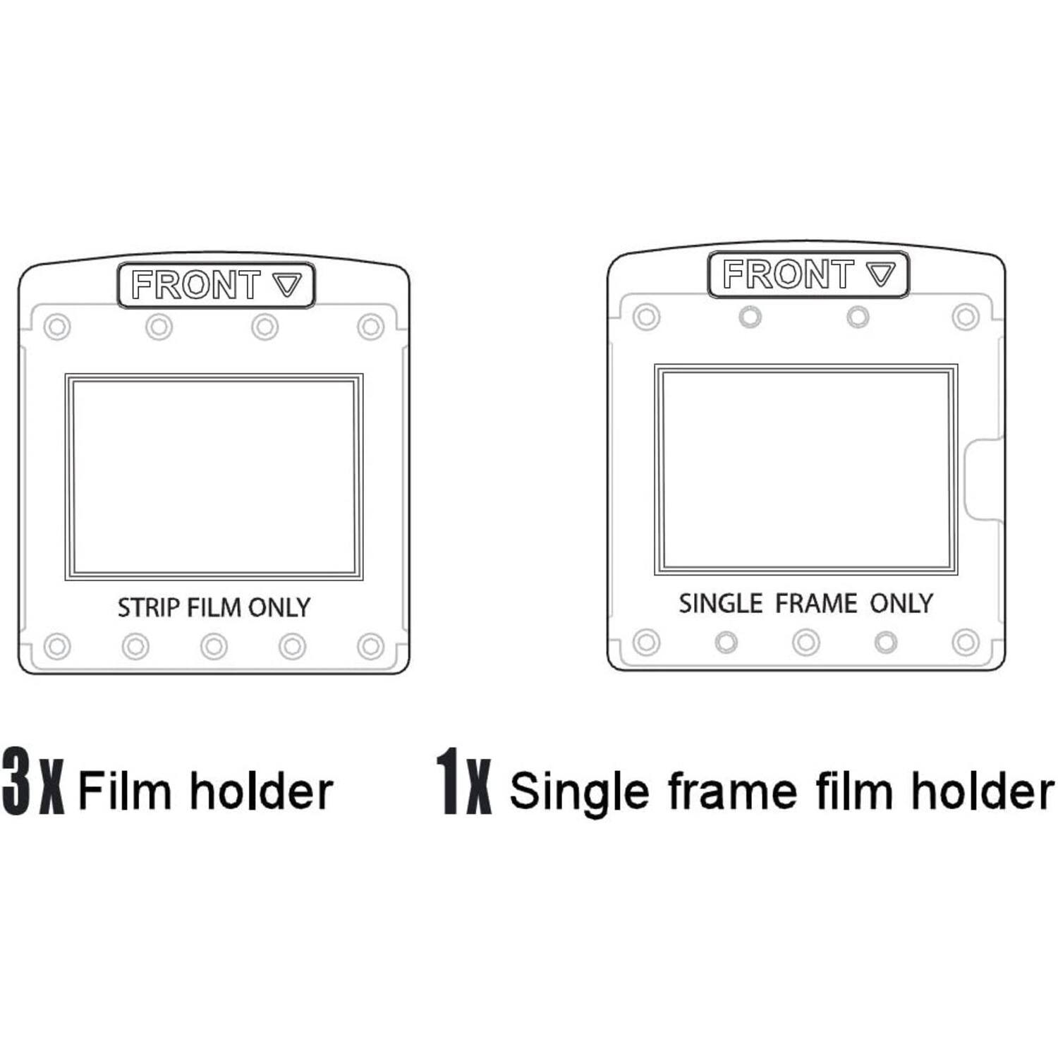 FRONT  
STRIP FILM ONLY  
3X Film holder  

FRONT  
SINGLE FRAME ONLY  
1x Single frame film holder