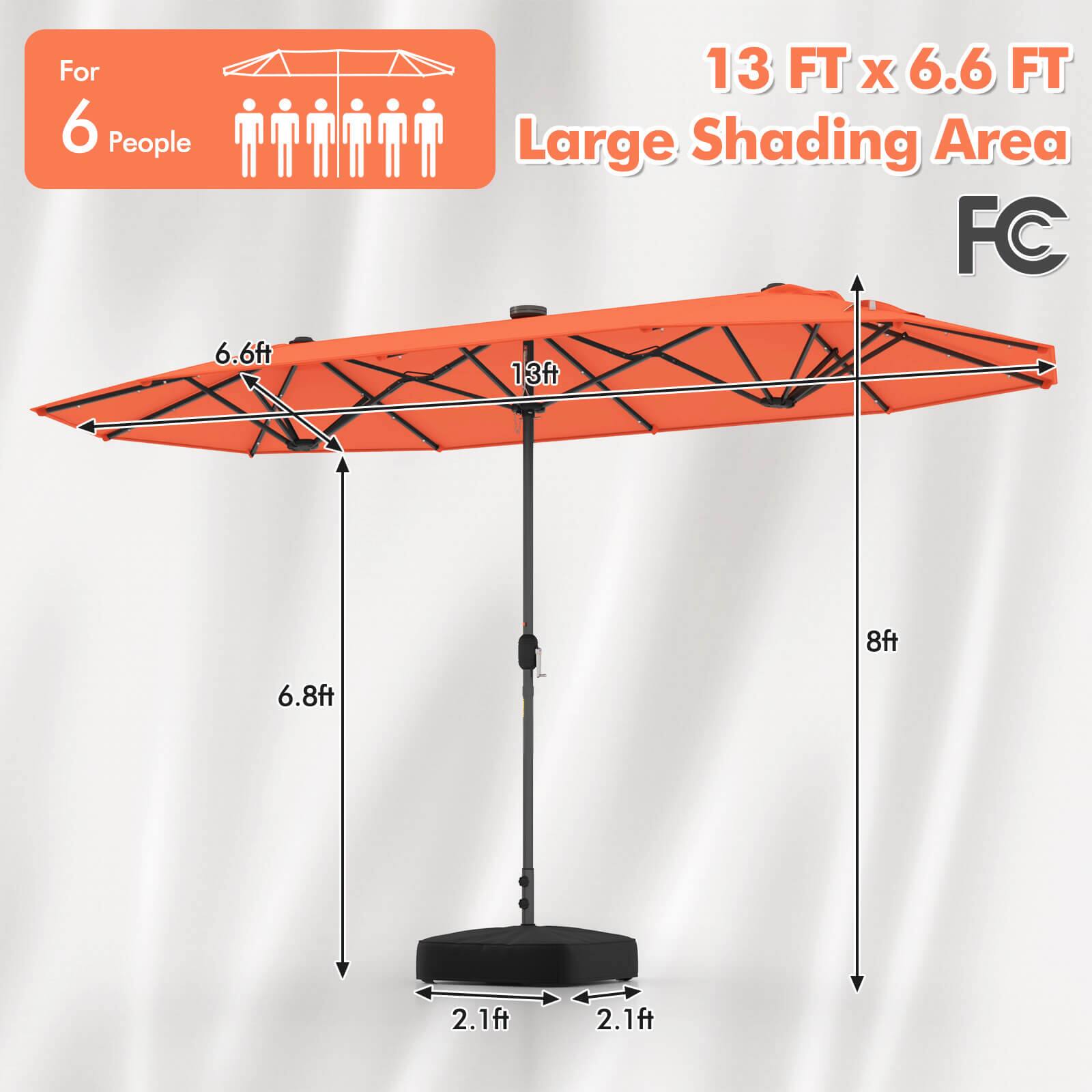 For 6 People, 13 FT x 6.6 FT Large Shading Area, 6.6ft, 13ft, 8ft, 6.8ft, 2.1ft, 2.1ft