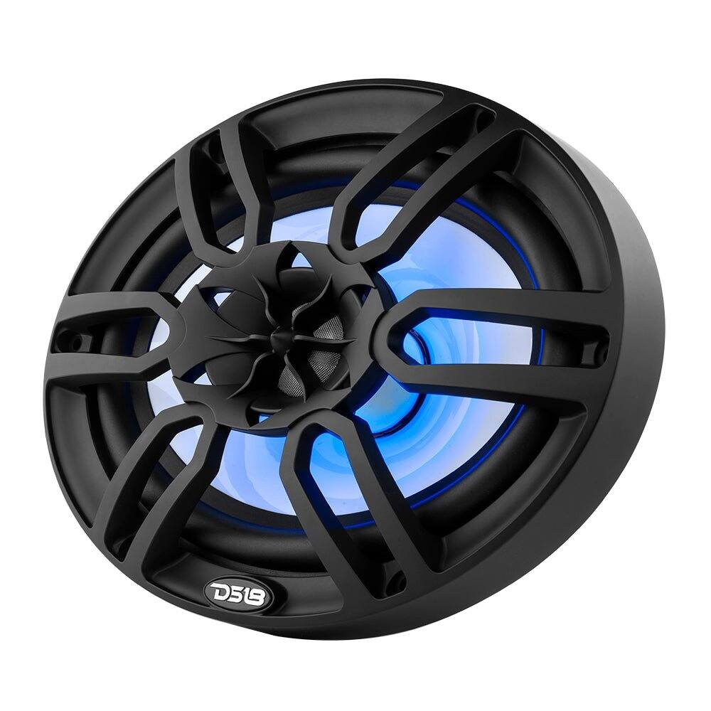 Left. DS18 Audio - NXL 6x9" 2-way Coaxial Speaker with RGB LED Lights and Built-in Driver (Pair), 125W RMS 4-Ohm - Black.