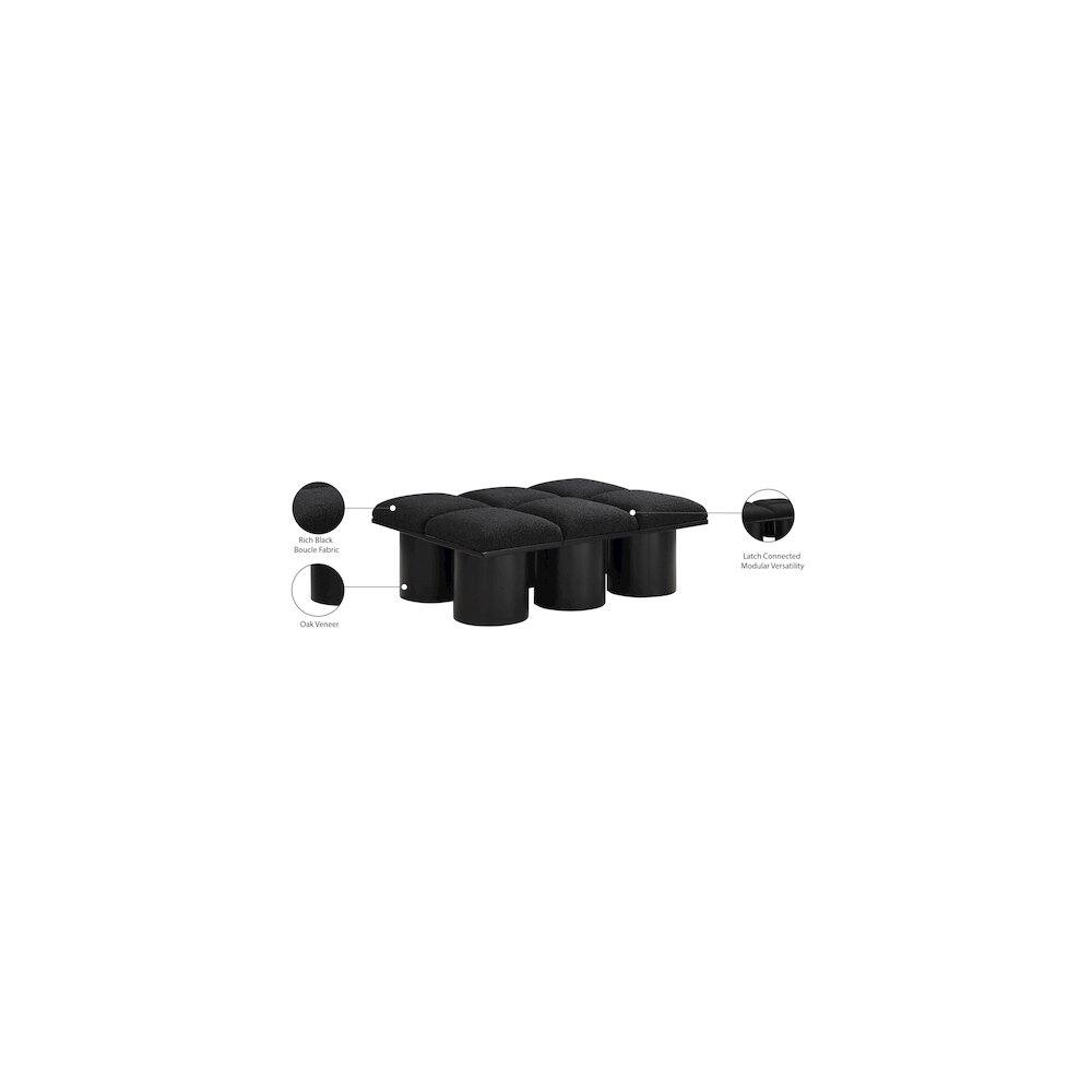 - Latch Connected Modular Versatility
- Oak Veneer
- Boucle Fabric
- Hair Black