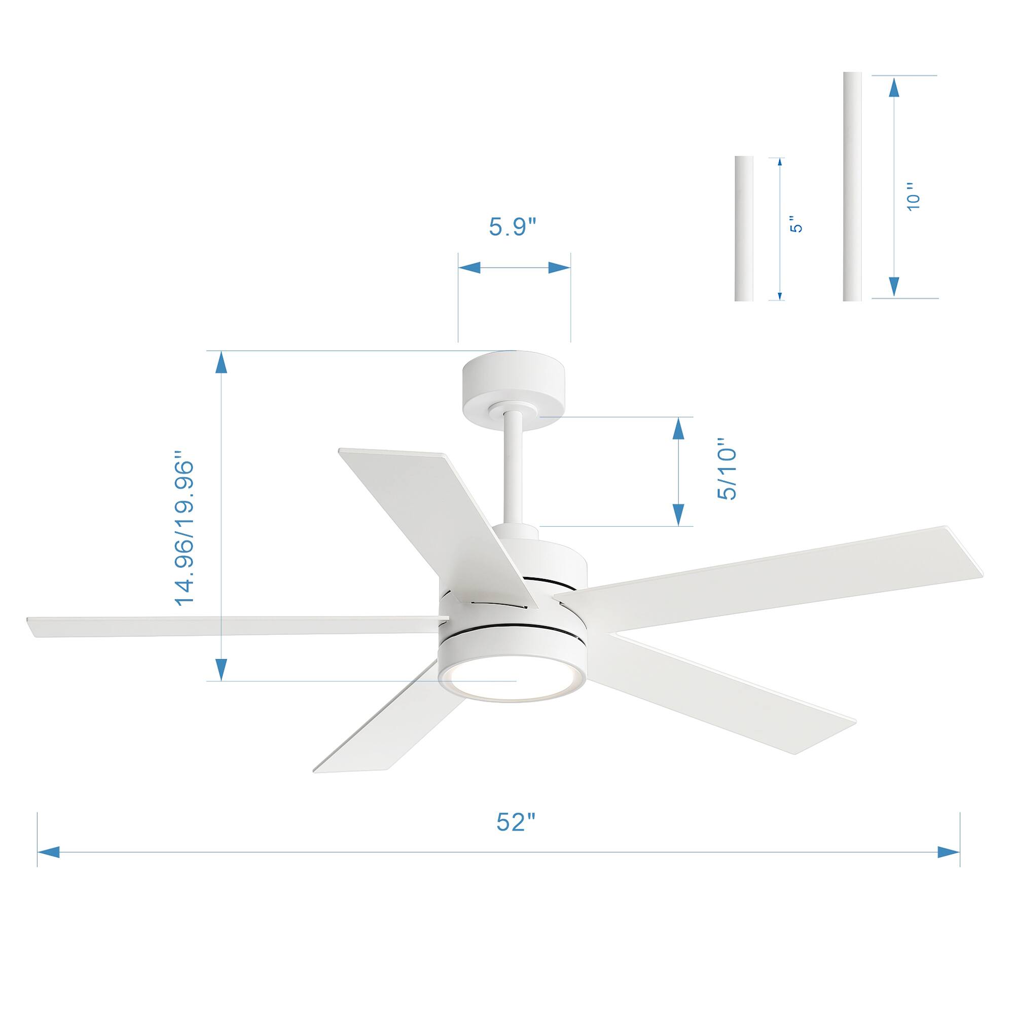 5.9"  
5 10"  
14.96/19.96"  
5/10"  
52"