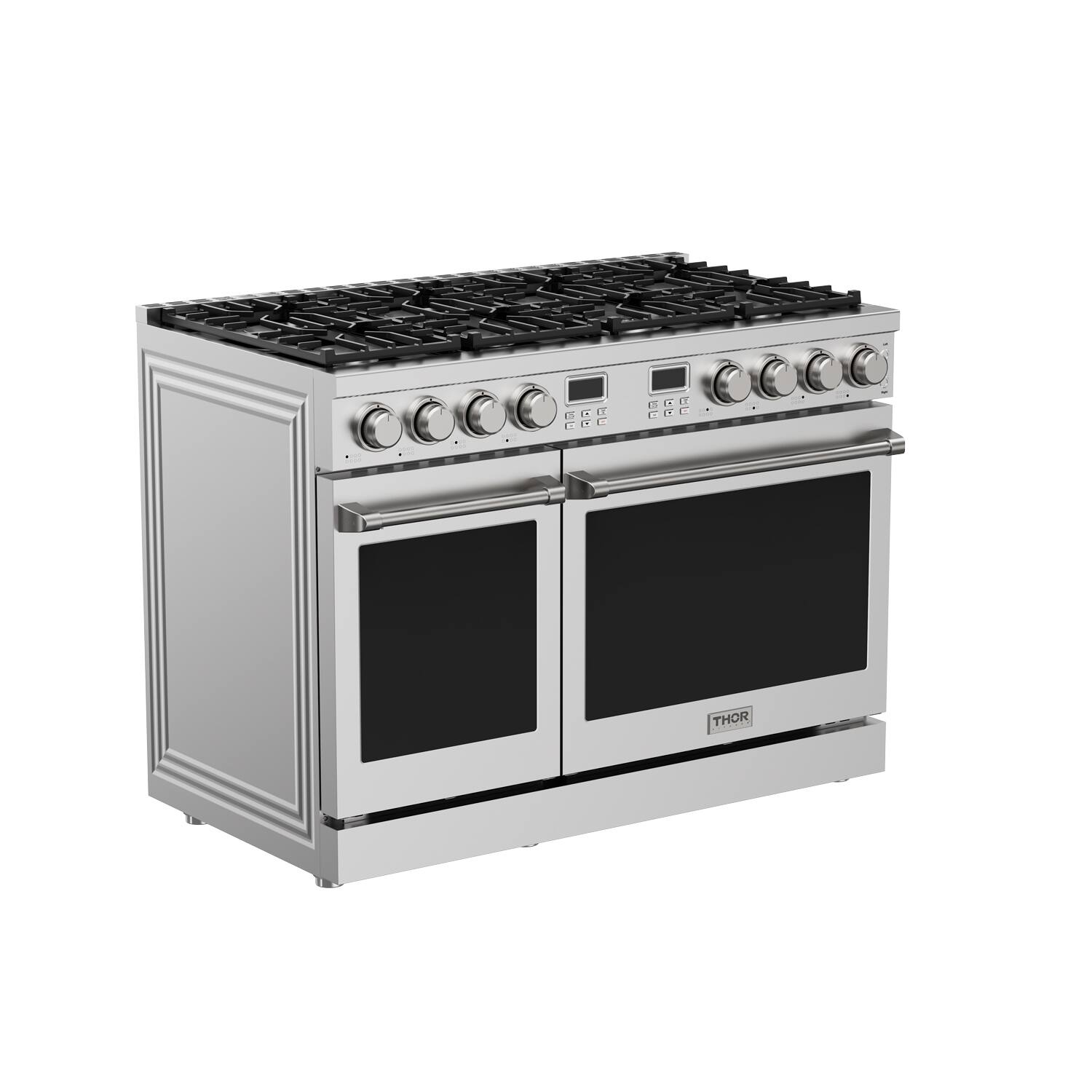 Angle. Thor Kitchen - 7.6 Cu. Ft. Contemporary Freestanding Double Oven LP Gas Range - Stainless steel.