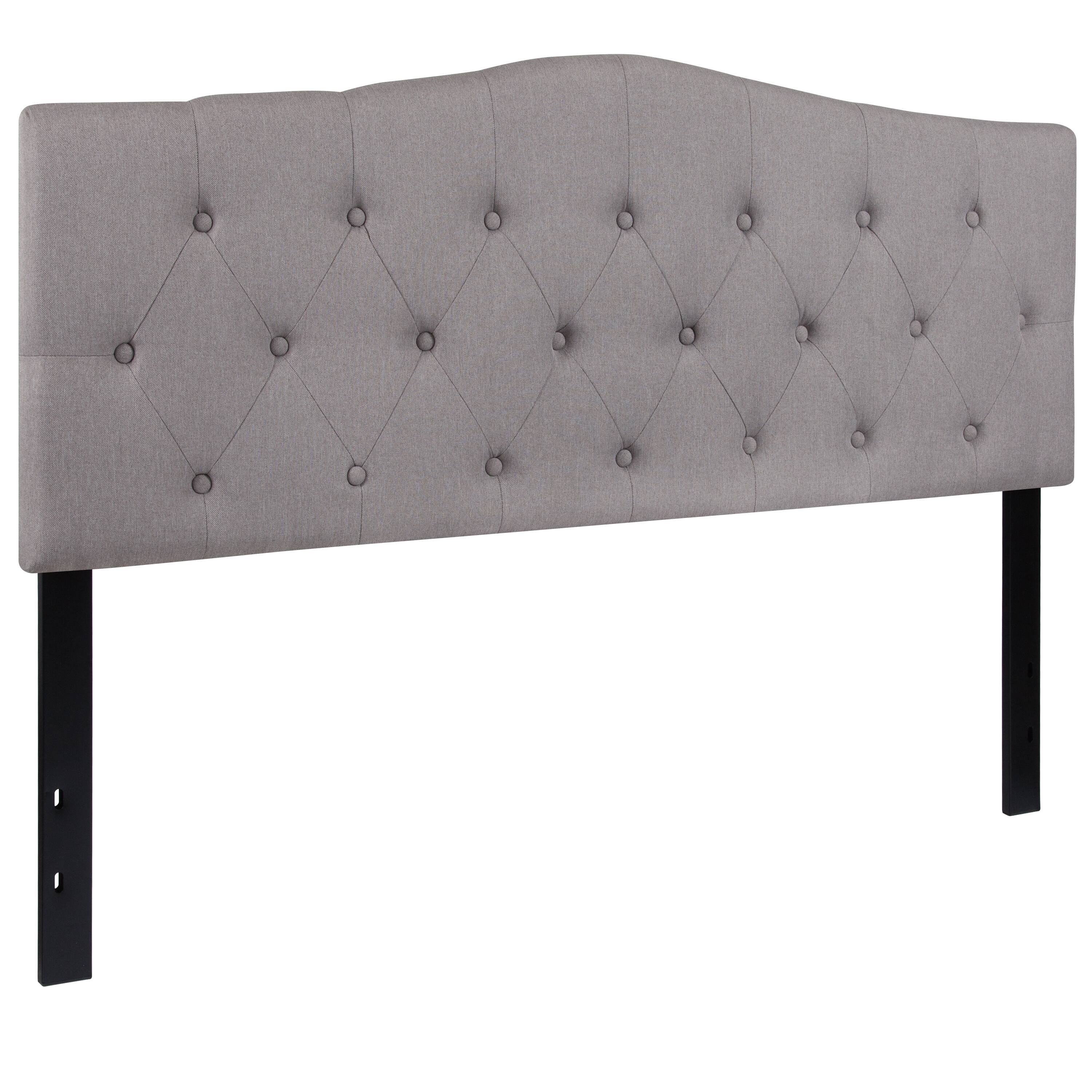 Alt View 1. Emma + Oliver - Arched Button Tufted Upholstered Headboard - Light Gray.