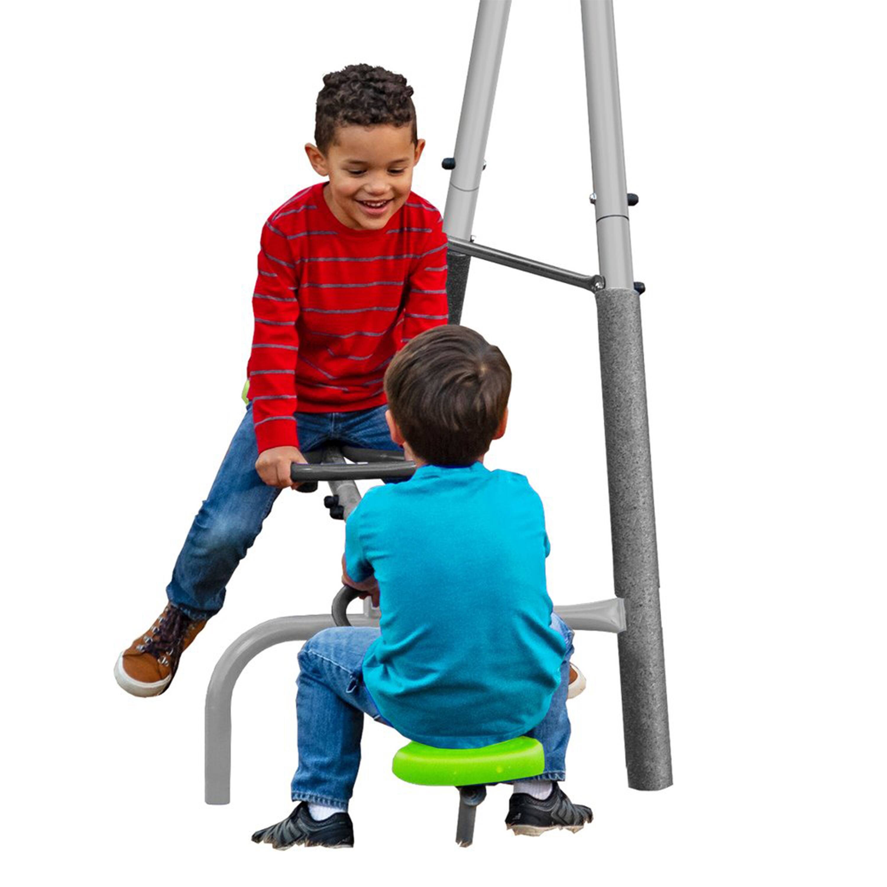 Alt View 7. XDP Recreation - XDP Recreation Swingin' Free Playground Set with Water Slide, Super Disc Swing - Black , Grey, Lime Green.