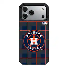 Keyscaper - MLB - Houston Astros Plaid Magnetic Bump iPhone Case - 15 - Black
