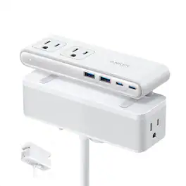 Anker - Nano Power Strip, Desk Clamp with 1500J Surge Protector - White