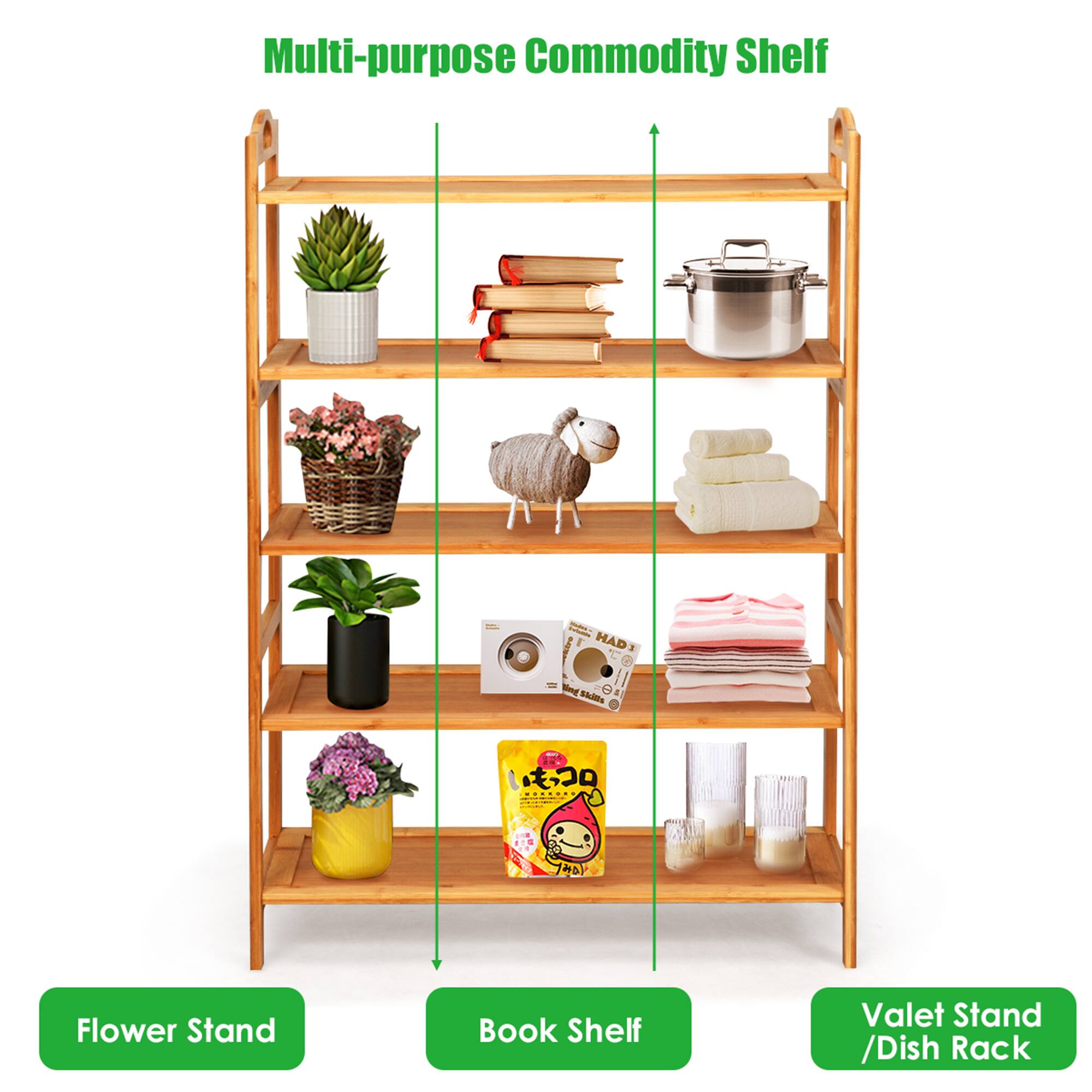 Multi-purpose Commodity Shelf

- Flower Stand
- Book Shelf
- Valet Stand / Dish Rack