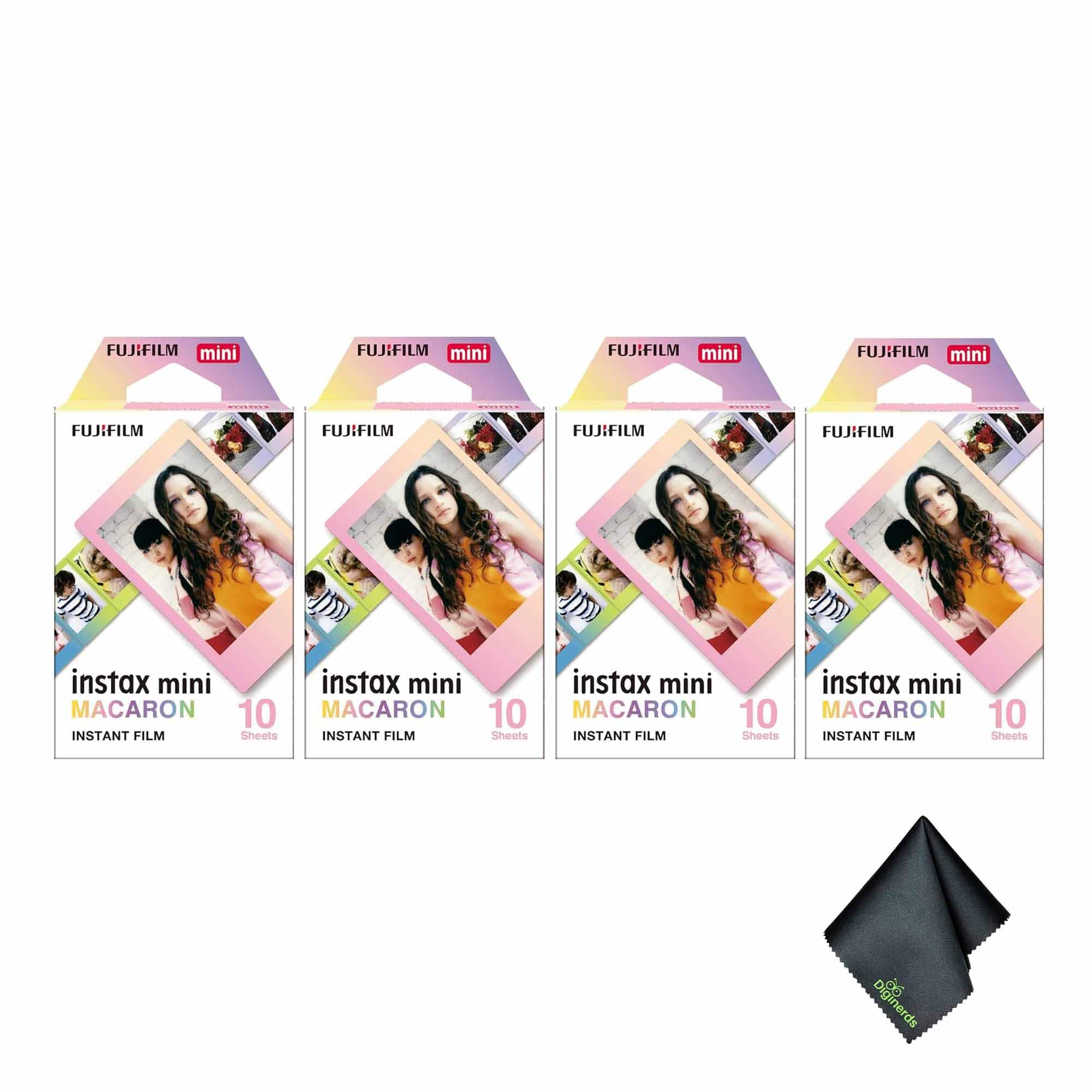 Fujifilm - 4xFUJIFILM INSTAX MINI Macaron Instant Film (10 Exposures), Microfiber Cleaning Cloth, Bundle