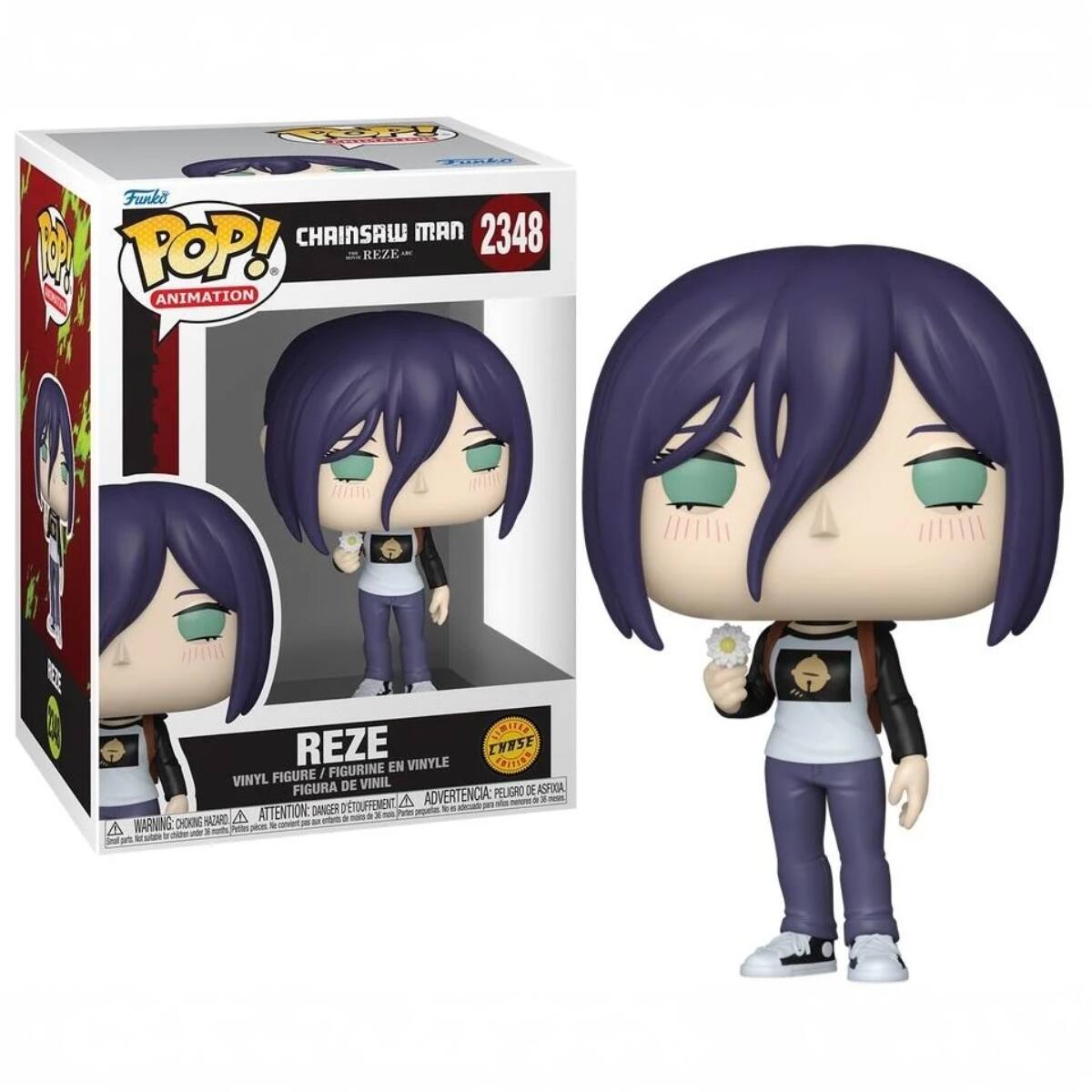 Funko POP! CHAINSAW MAN 2348  
ANIMATION  
REZE  
VINYL FIGURE / FIGURINE EN VINYLE / FIGURA DE VINIL  
WARNING: CHOKING HAZARD - SMALL PARTS. NOT FOR CHILDREN UNDER 3 YEARS.  
ADVERTENCIA: PEQUEÑOS PIEZAS. NO ES ADECUADO PARA MENORES DE 3 AÑOS.  
ATTENTION: DANGER - PEU DE RISQUE D'ETOUFFEMENT.