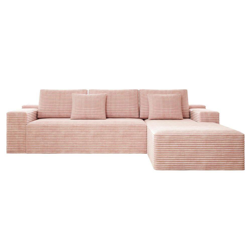 Alt View 1. Kadyn - 104" Right Chaise Modular Sectional, L-Shaped Cloud Couch with Deep Comfort and No Assembly, Pink - Pink.