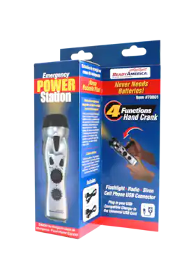 Ready America - Emergency Hand Crank Power Station 4 Function - Silver
