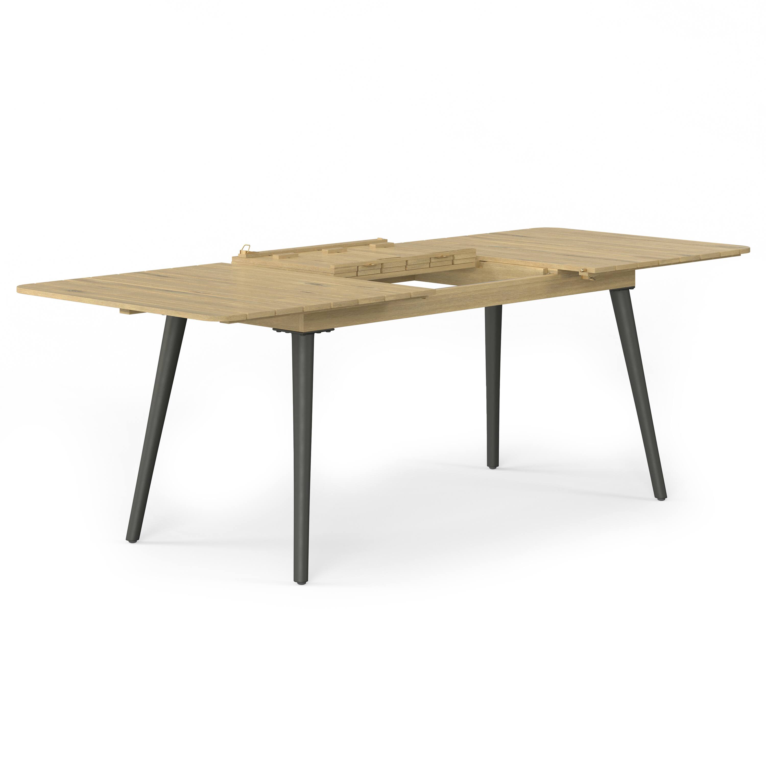 Back. Simpli Home - Beachside SOLID ACACIA WOOD 87 inch Wide Rectangle Contemporary Outdoor Extendable Dining Table - Light Teak.