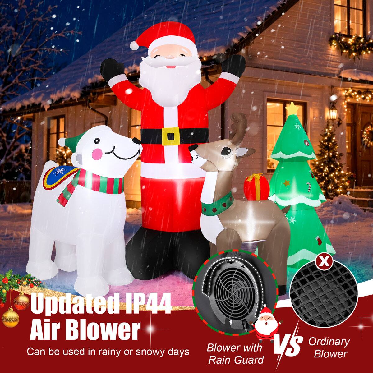 Updated IP44 Air Blower  
Can be used in rainy or snowy days  

Blower with Rain Guard  
vs  
Ordinary Blower