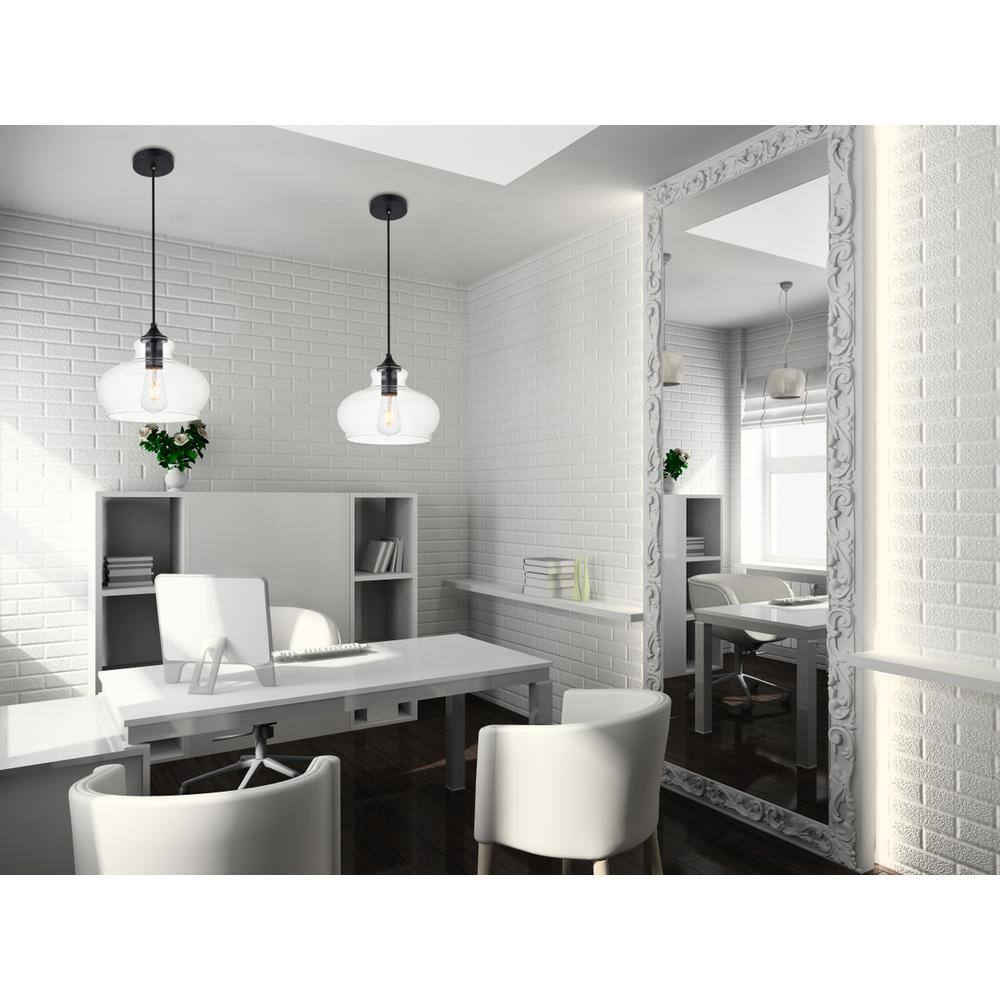 Angle. Living District - Destry 1 Light Black Pendant With Clear Glass - Black And Clear.