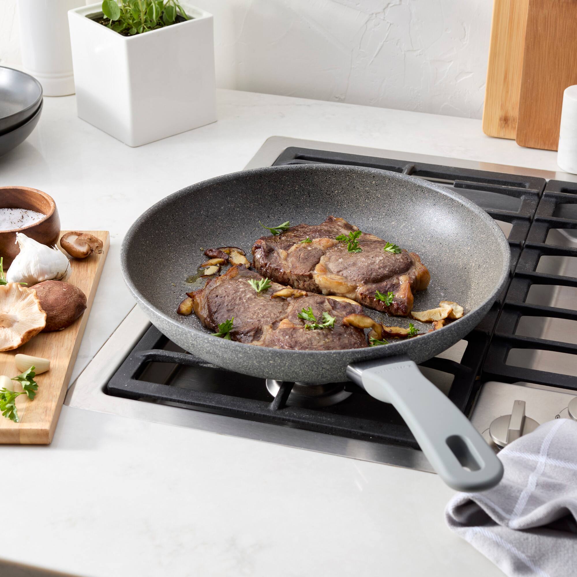 Alt View 3. ZWILLING - ZWILLING Parma Plus 12-inch Aluminum Nonstick Fry Pan - Grey.