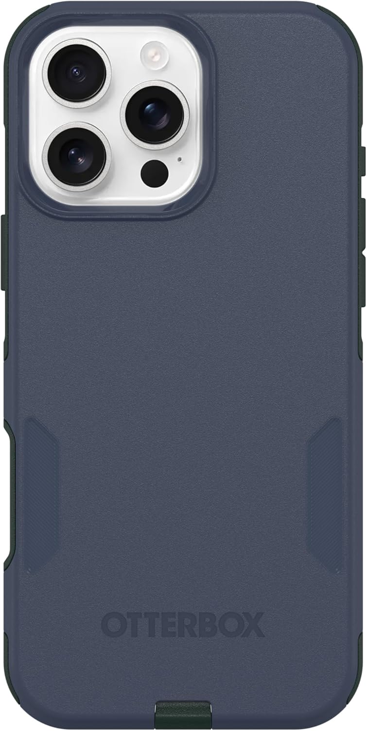 Left. OtterBox - OtterBox - Commuter Series Hard Shell for MagSafe for Apple iPhone 16 Pro Max - Indigo Marsh (Blue & Green).