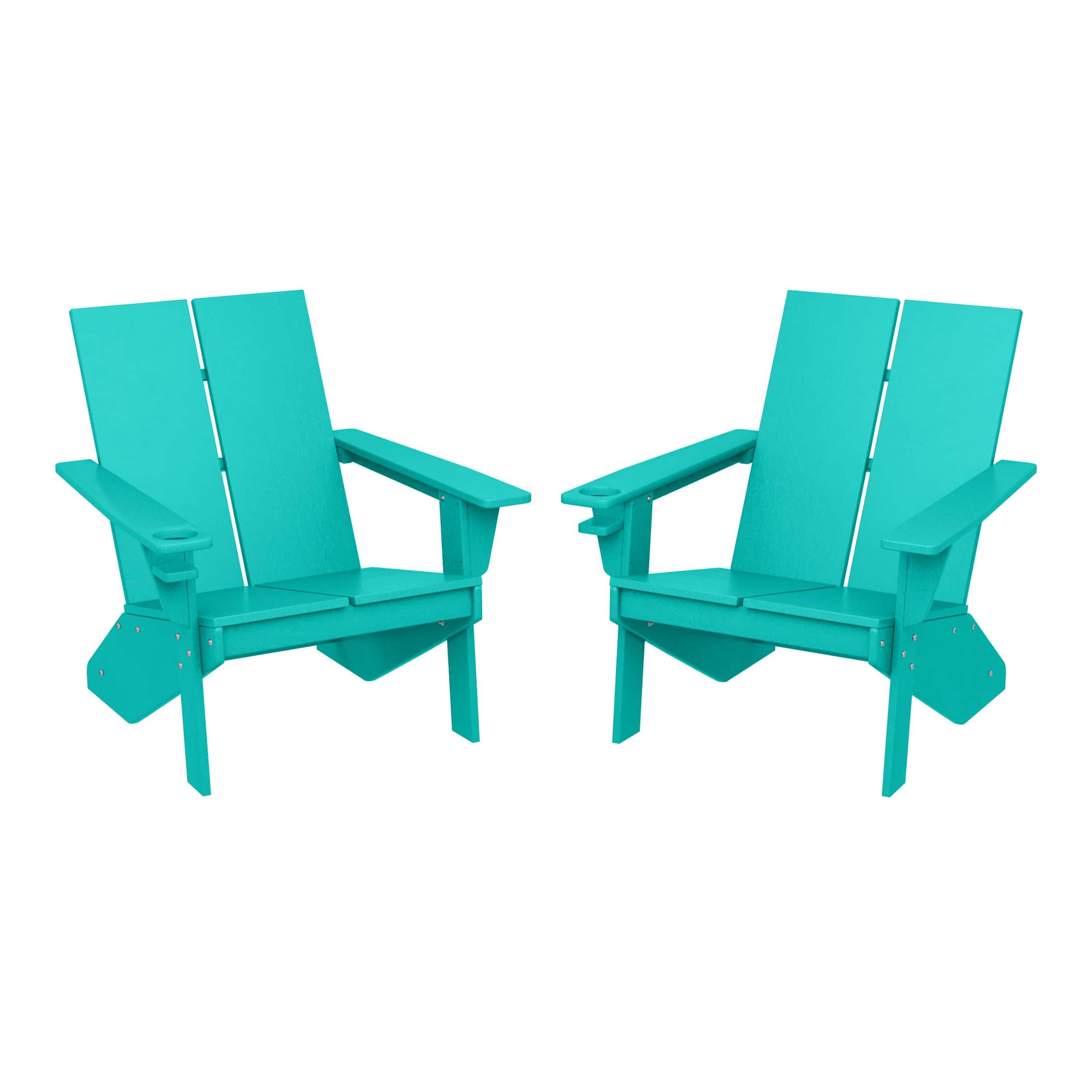 WestinTrends - Riviera Outdoor HDPE Modern Adirondack Chair with Cup Holder (Set of 2) - Turquoise price history on PriceWatchPro