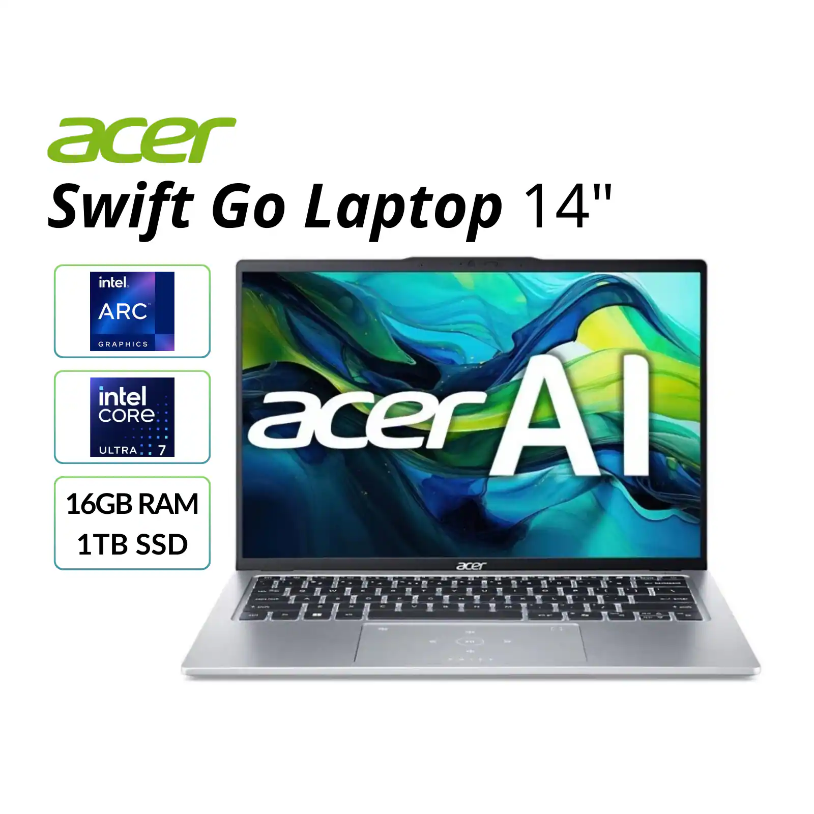 Acer - Refurbished Excellent - Swift Go 14" Touchscreen Notebook – Intel Core Ultra 7 155H, 16GB RAM, 1TB SSD, IPS LCD, Windows 11 Home - Silver